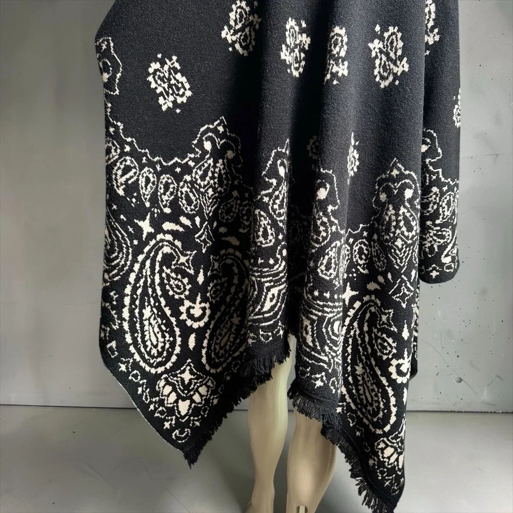 OTHER WESTERN BANDANA PONCHO BLACK OS